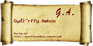 Győrffy Ambos névjegykártya